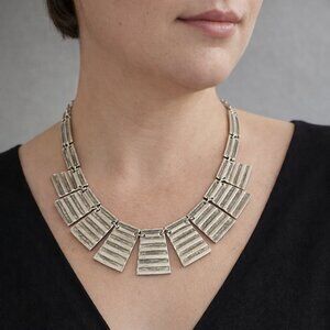 Vintage Turkish Zamac Statement Necklace Tribal Modernist or Boho Style Jewelry